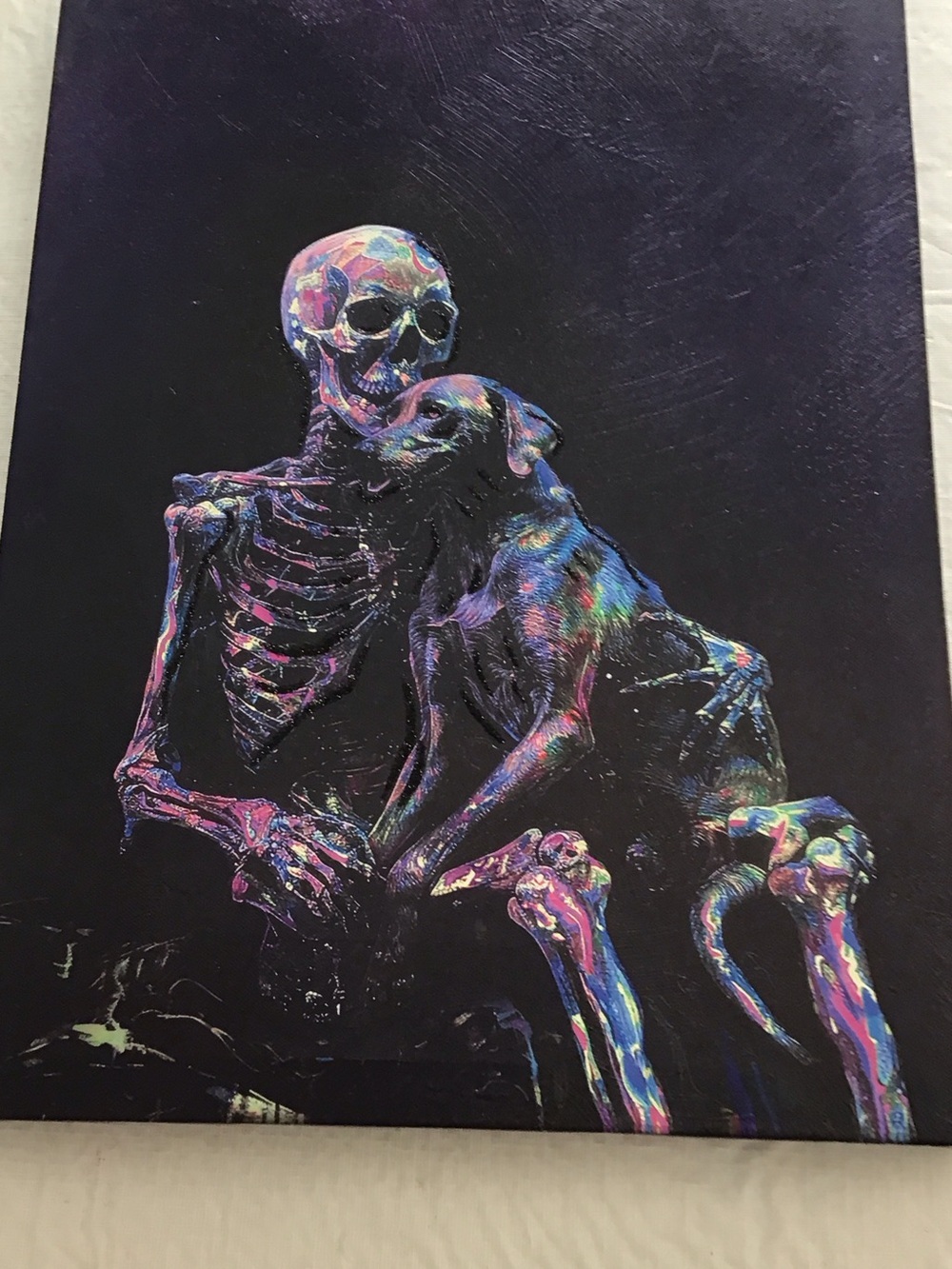 Ashland Neon Skeleton and Dog Wall Art - Purple, Blue, Pink Accents
